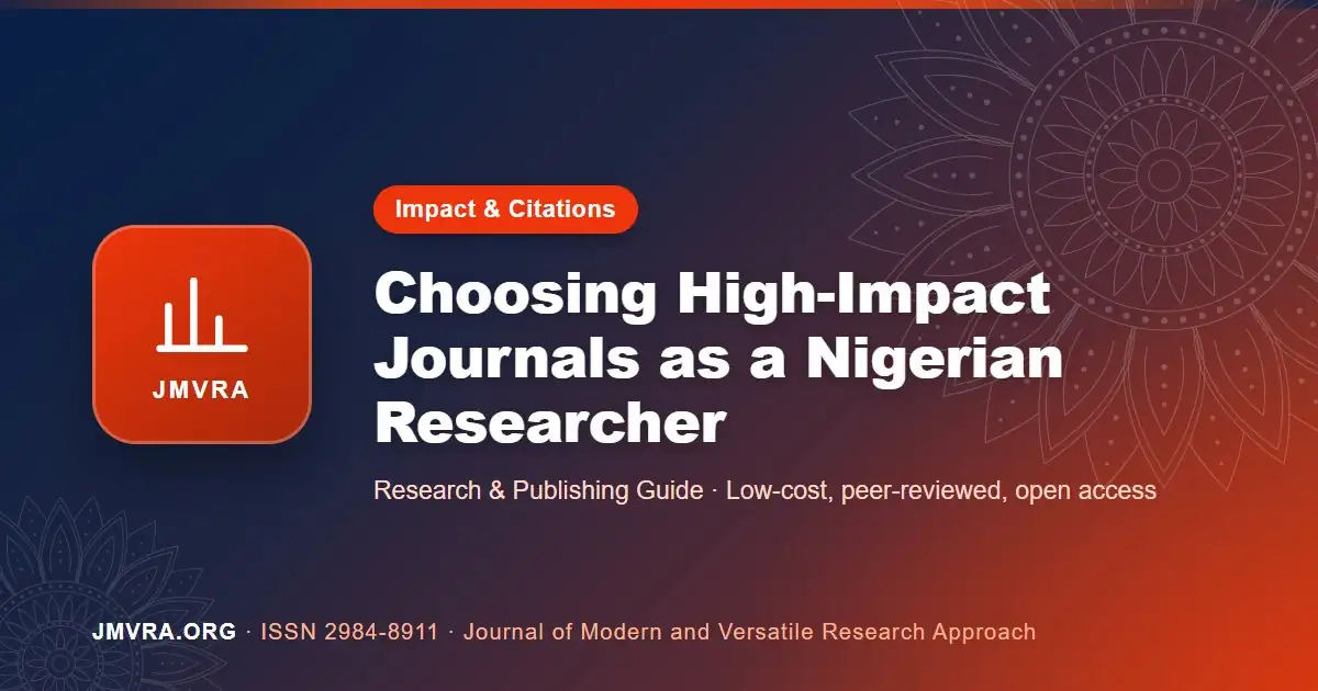 High Impact Factor Journals in Nigeria: How to Find and Choose Them — JMVRA guide banner