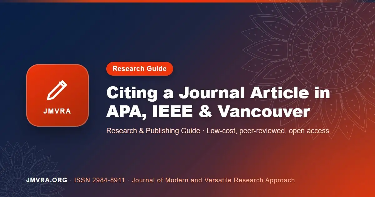 How to Cite a Journal Article: APA, IEEE, Vancouver and Chicago — JMVRA guide banner