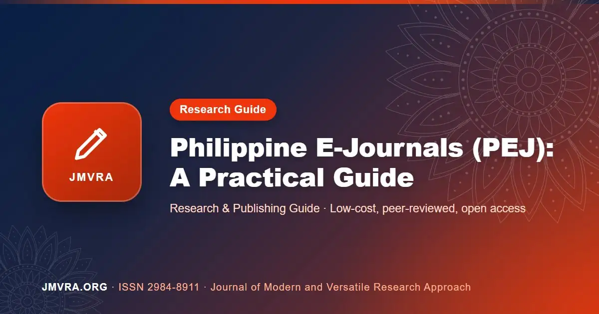 Philippine E-Journals: Online Academic Journals and Publication Platforms — JMVRA guide banner