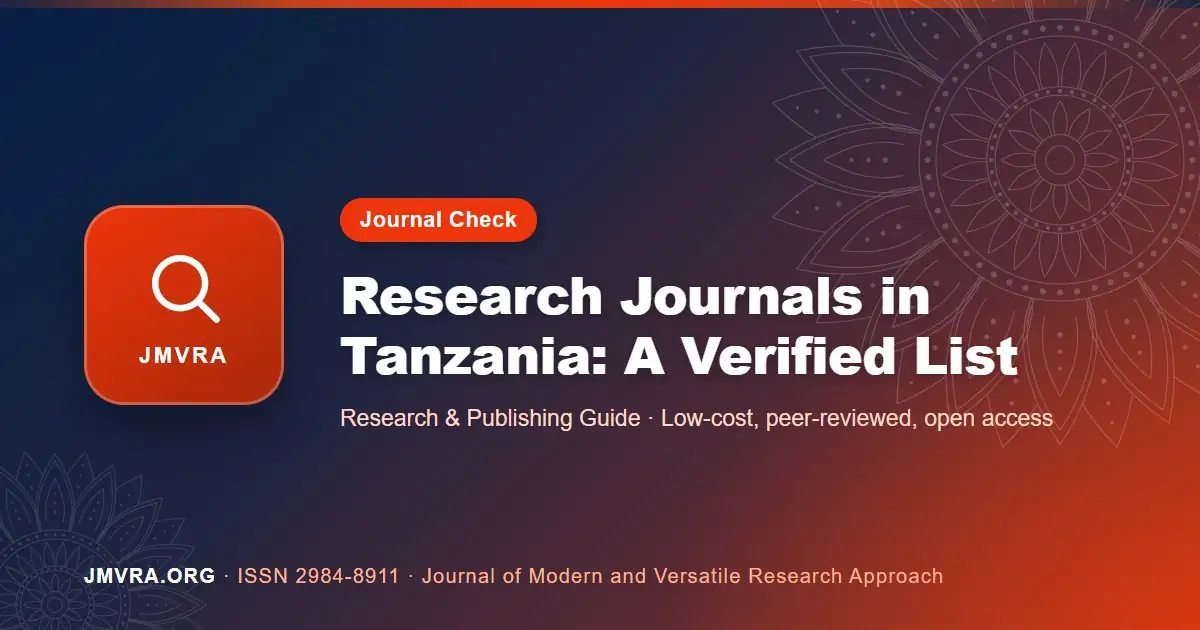 List of Research Journals in Tanzania: A Verified Guide for Researchers — JMVRA guide banner